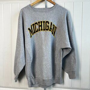 VTG Steve and Barry's Michigan Sweatshirt Men's L Grey Crew Neck Distressed